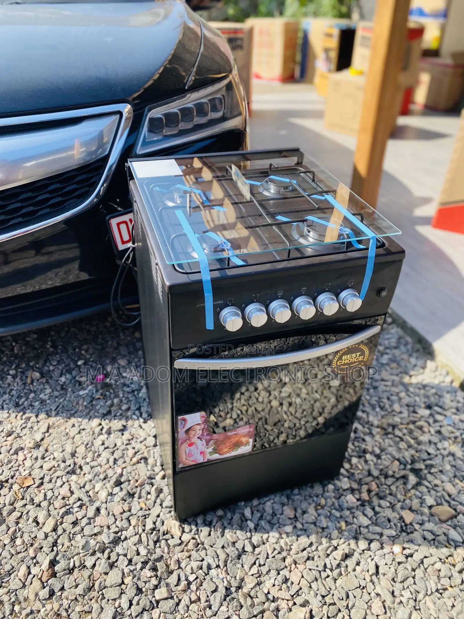 Classic Volcano 50x50 4 Gas Burner With Oven Grill(Black).
