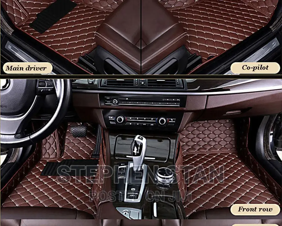4d High Quality Brown Luxury Leather Car Floor Mat Carpet