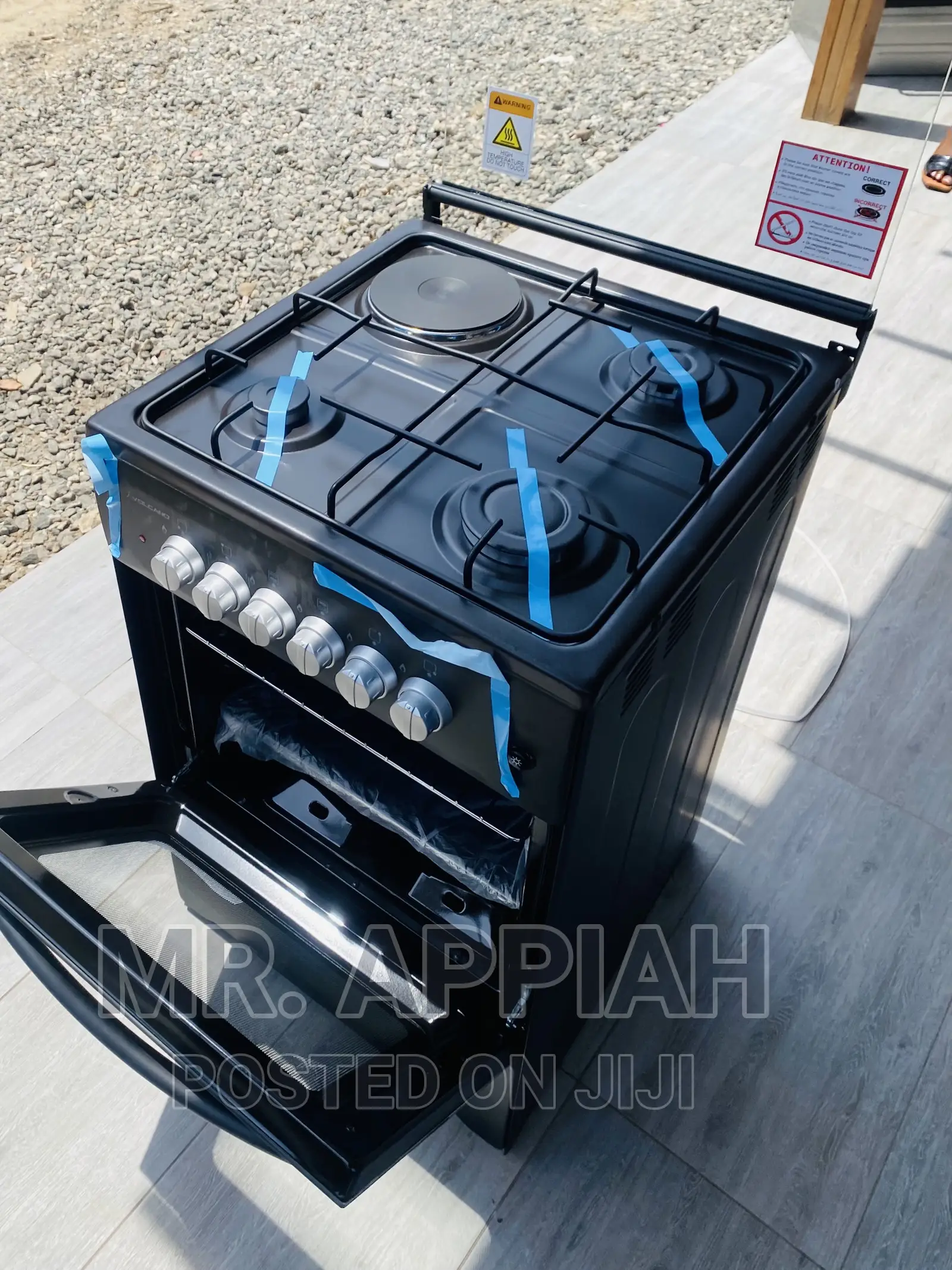 Oven and Grill Volcano 3 Gas + 1 Electric Burner(Black)