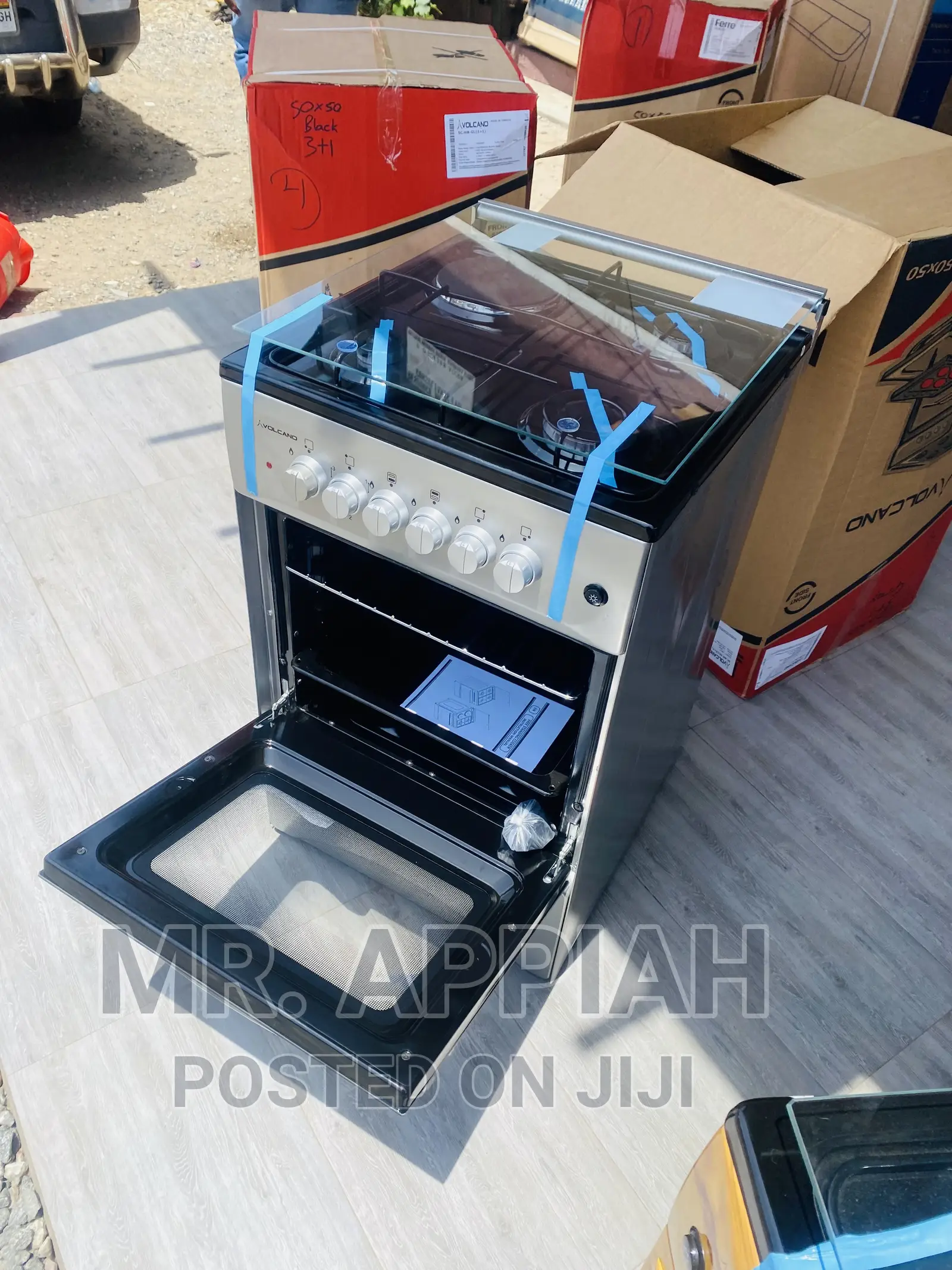 Fast and Efficient Volcano 50x50 4 Gas Burner + Oven,Gray