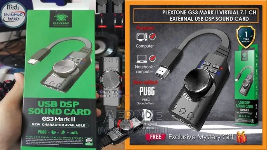 Plextone USB Audio Sound Card GS3 Virtual 7.1 Channel