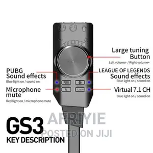Plextone USB Audio Sound Card GS3 Virtual 7.1 Channel