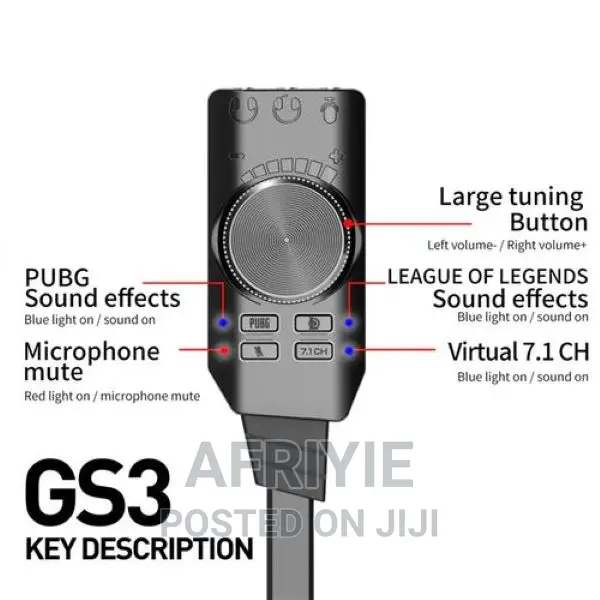 Plextone USB Audio Sound Card GS3 Virtual 7.1 Channel