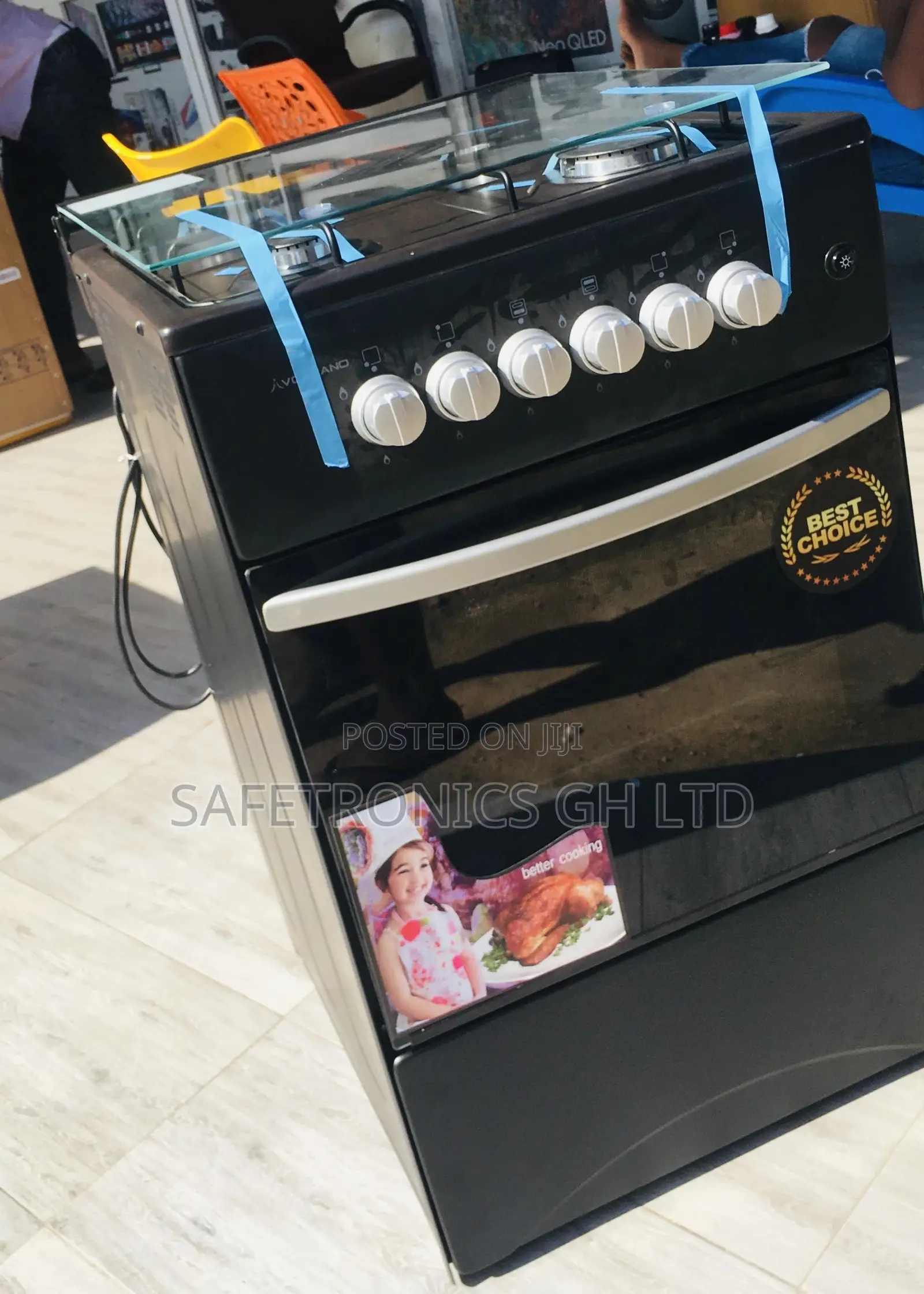 Boxed 4 Gas Oven With Grill Volcano 50x50 Black