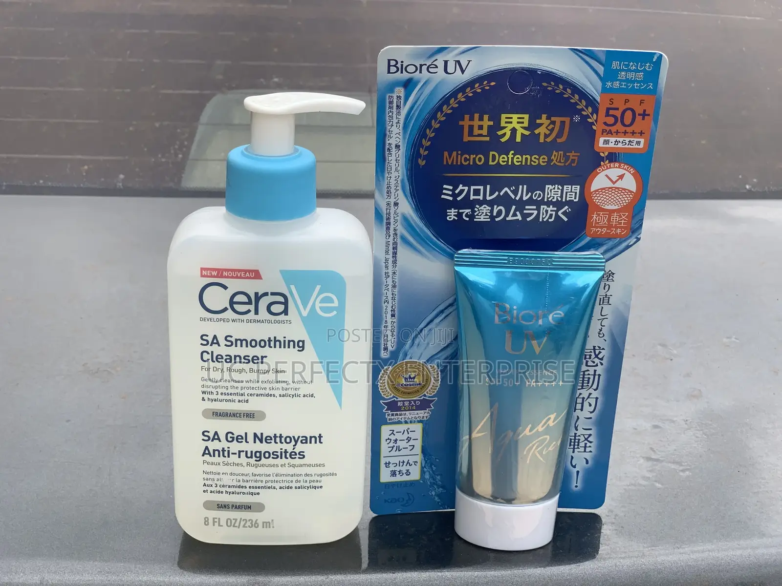 Cerave Sa Cleanser and Biore UV