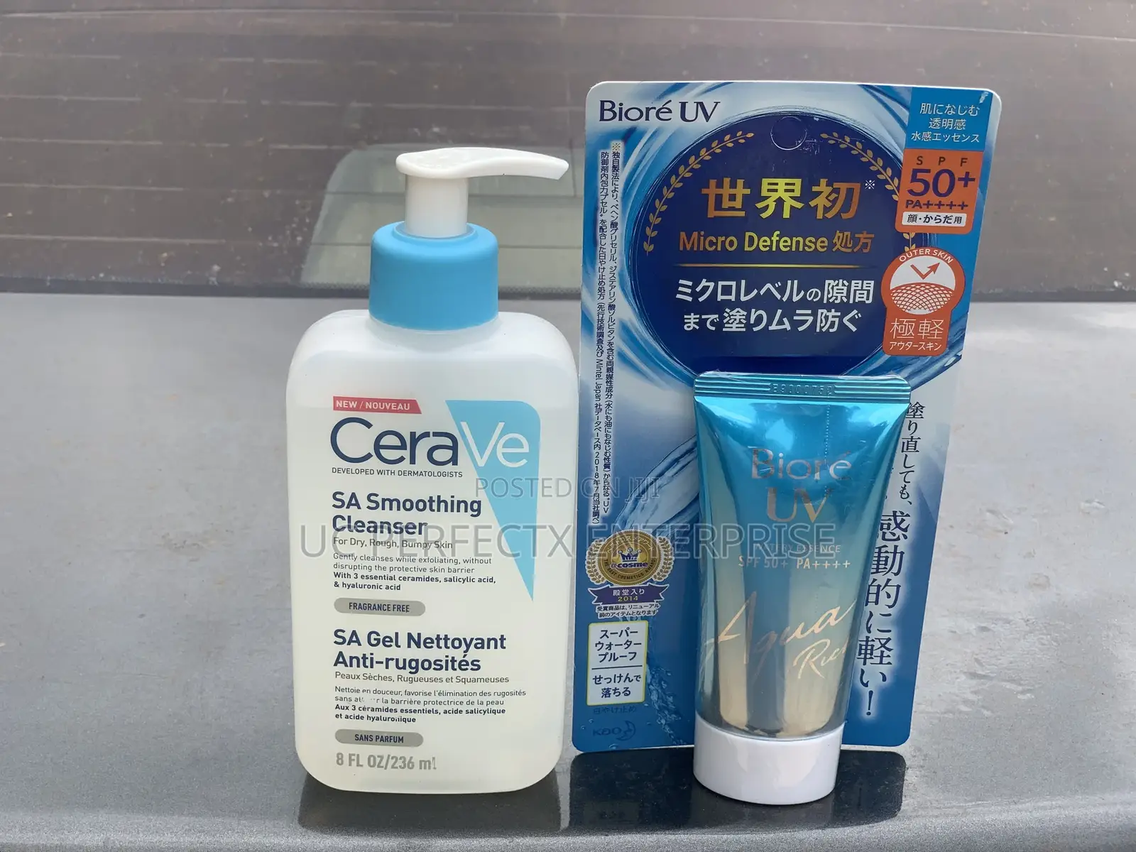 Cerave Sa Cleanser and Biore UV