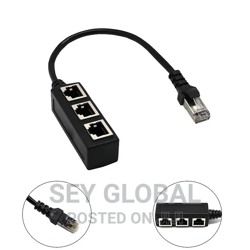 RJ45 1 to 3 Ports Splitter Socket Ethernet Network LAN Cable
