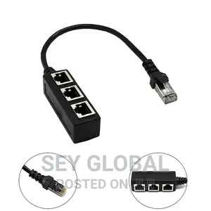 RJ45 1 to 3 Ports Splitter Socket Ethernet Network LAN Cable