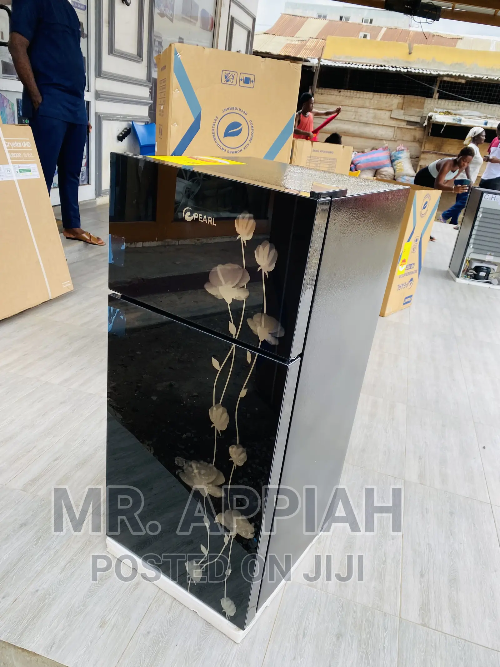 Classic Design Pearl 16T Double Door Fridge(Black) 