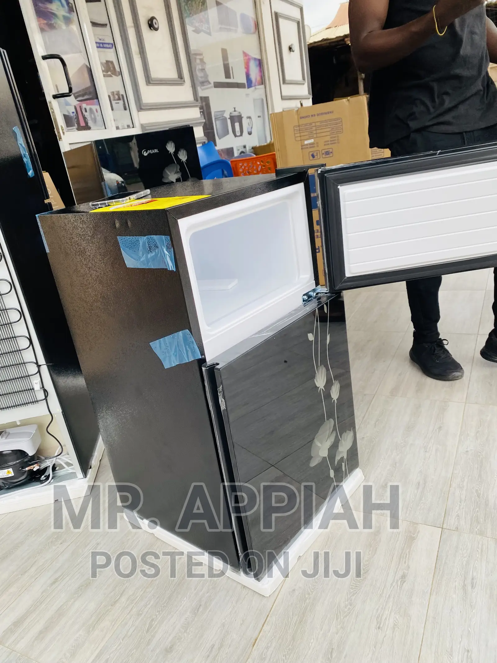 Call or Text Us for Pearl PF-10T Double Door Fridge(Black).