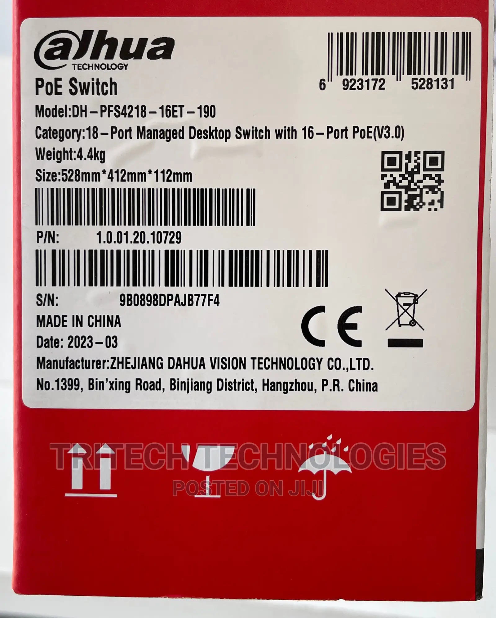 Dahua 16port 1000mbps + 2port Gigabit Managed Poe Switch