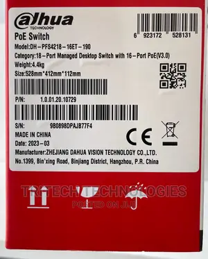 Dahua 16port 1000mbps + 2port Gigabit Managed Poe Switch