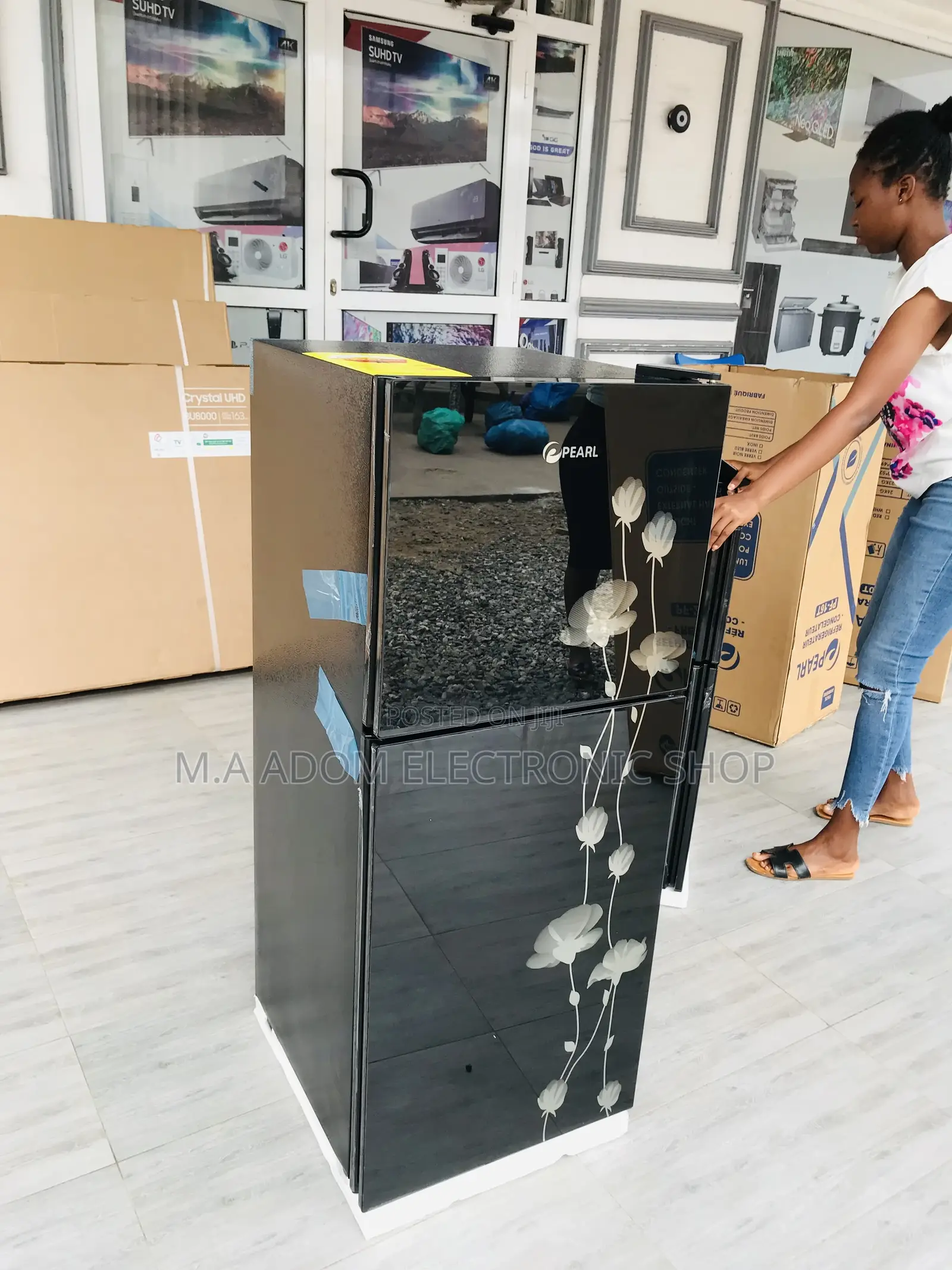 Stainless Steel Pearl PF-17T Double Door Fridge(Black) 