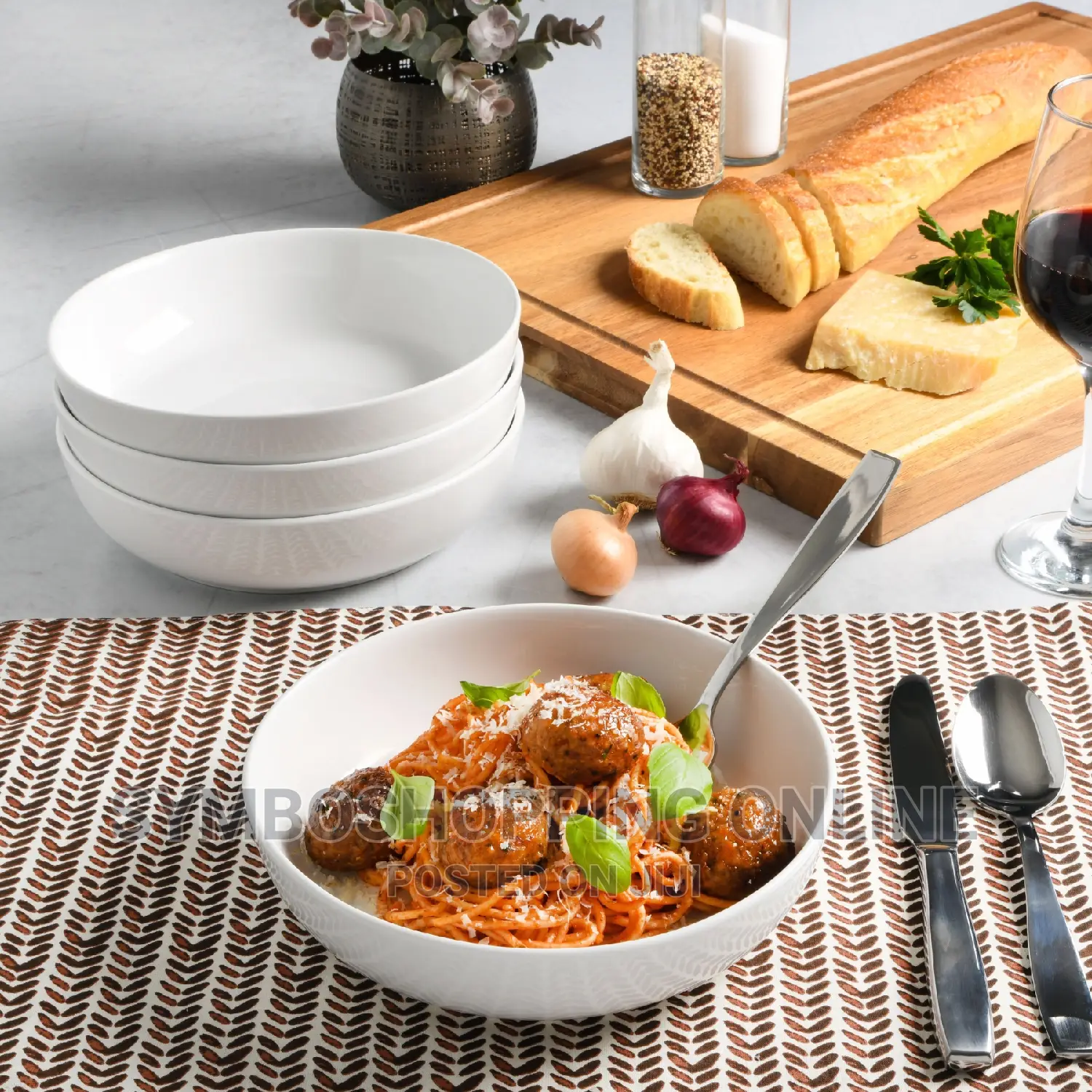 Gibson Home 8-Piece Dinner Bowl Set, White