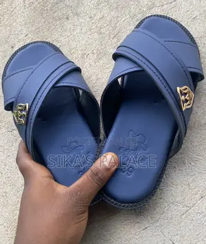Blue Layered Crossed Slippers