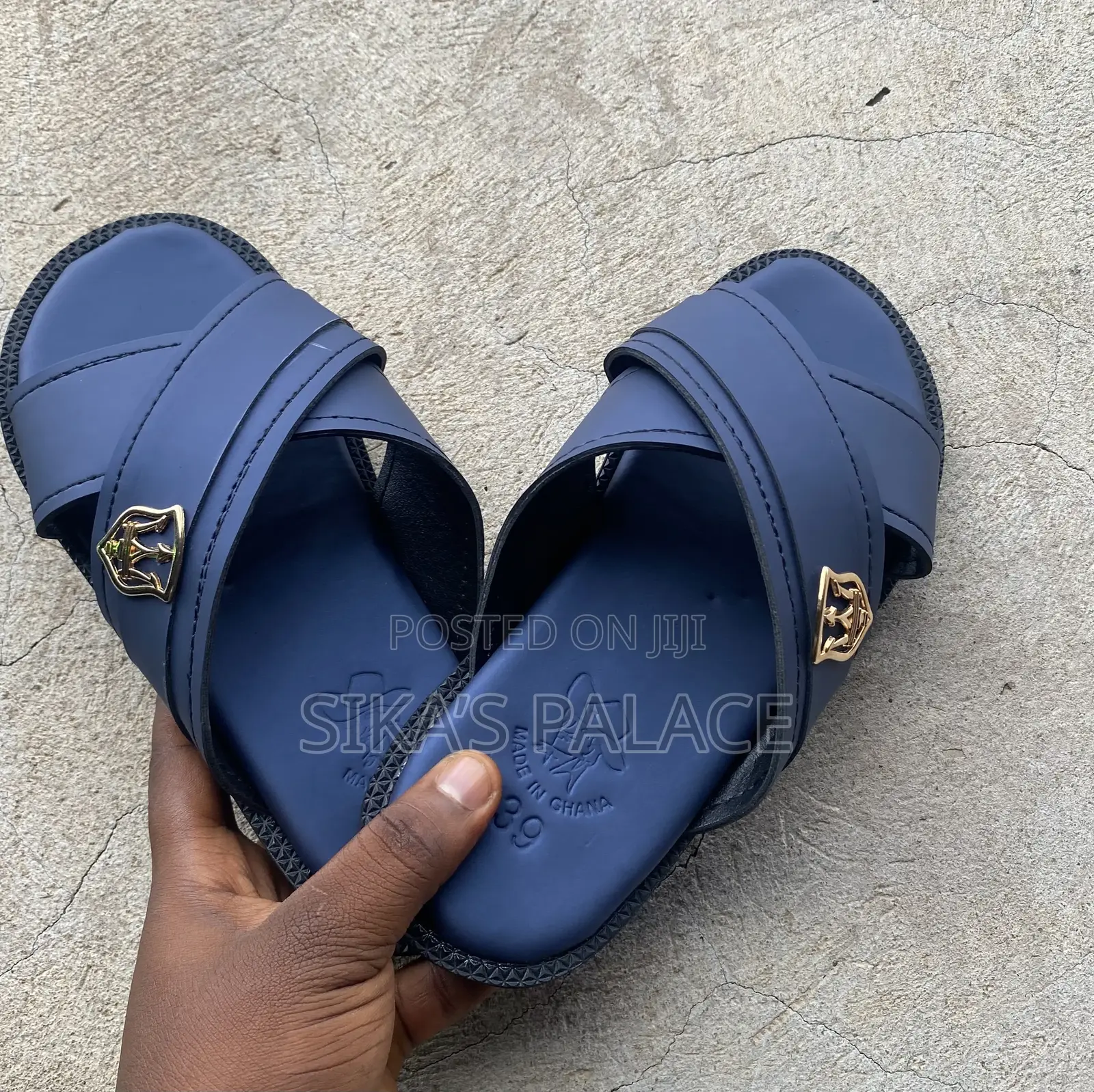 Blue Layered Crossed Slippers