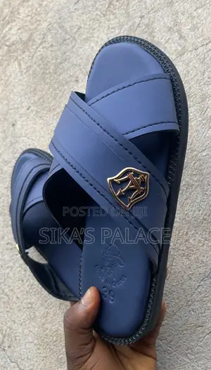 Blue Layered Crossed Slippers
