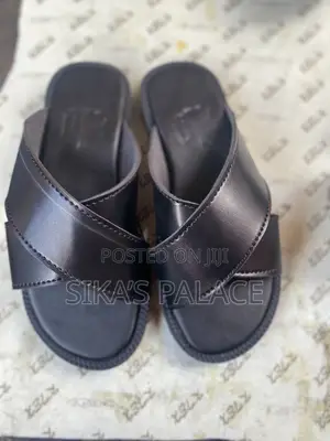 Black Leather Slippers