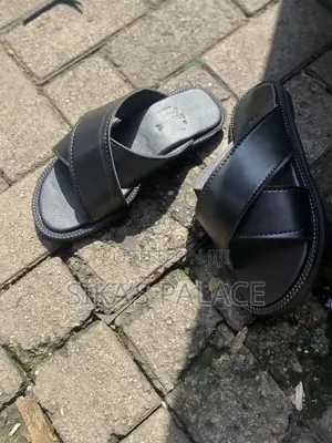 Black Leather Slippers