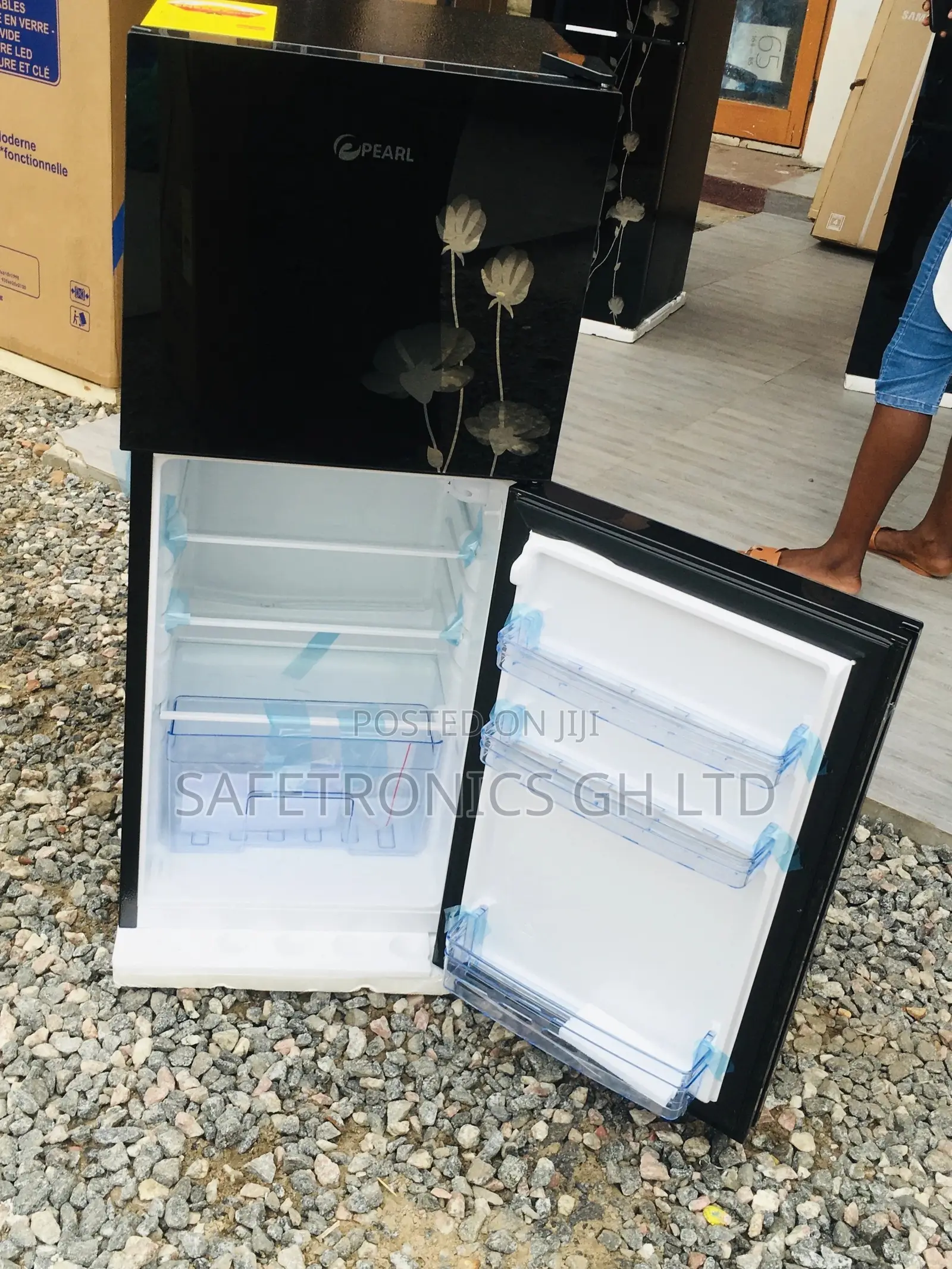 Design Elegant Glass Doubledoor Pearl Pf-17t Topfreezer 