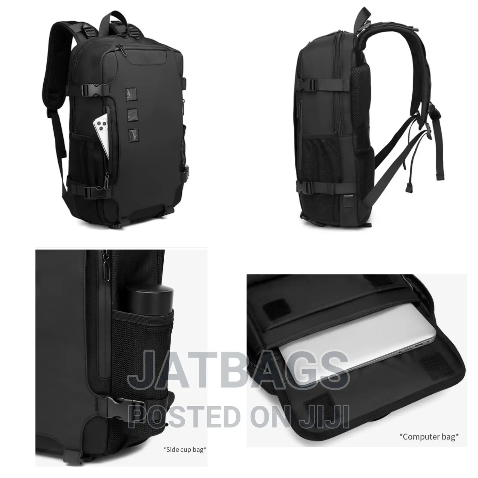 Ozuko Black Waterproof Laptop Backpack (Free Delivery)