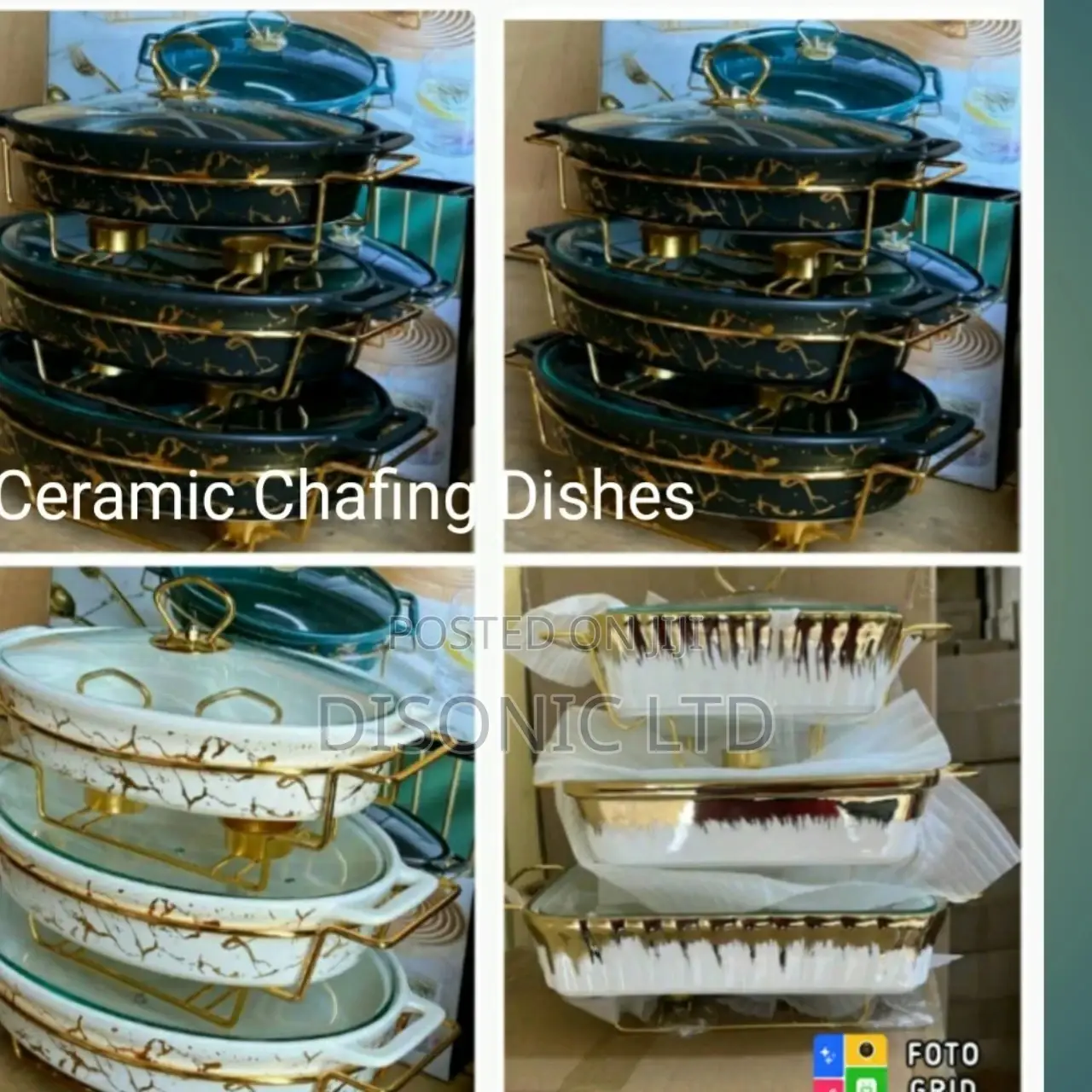 3 Set Ceramic Chafing Dishes With Stands