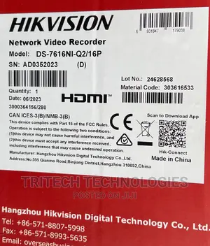Hikvision NVR With Poe 16ch Ds-7616ni-/16p