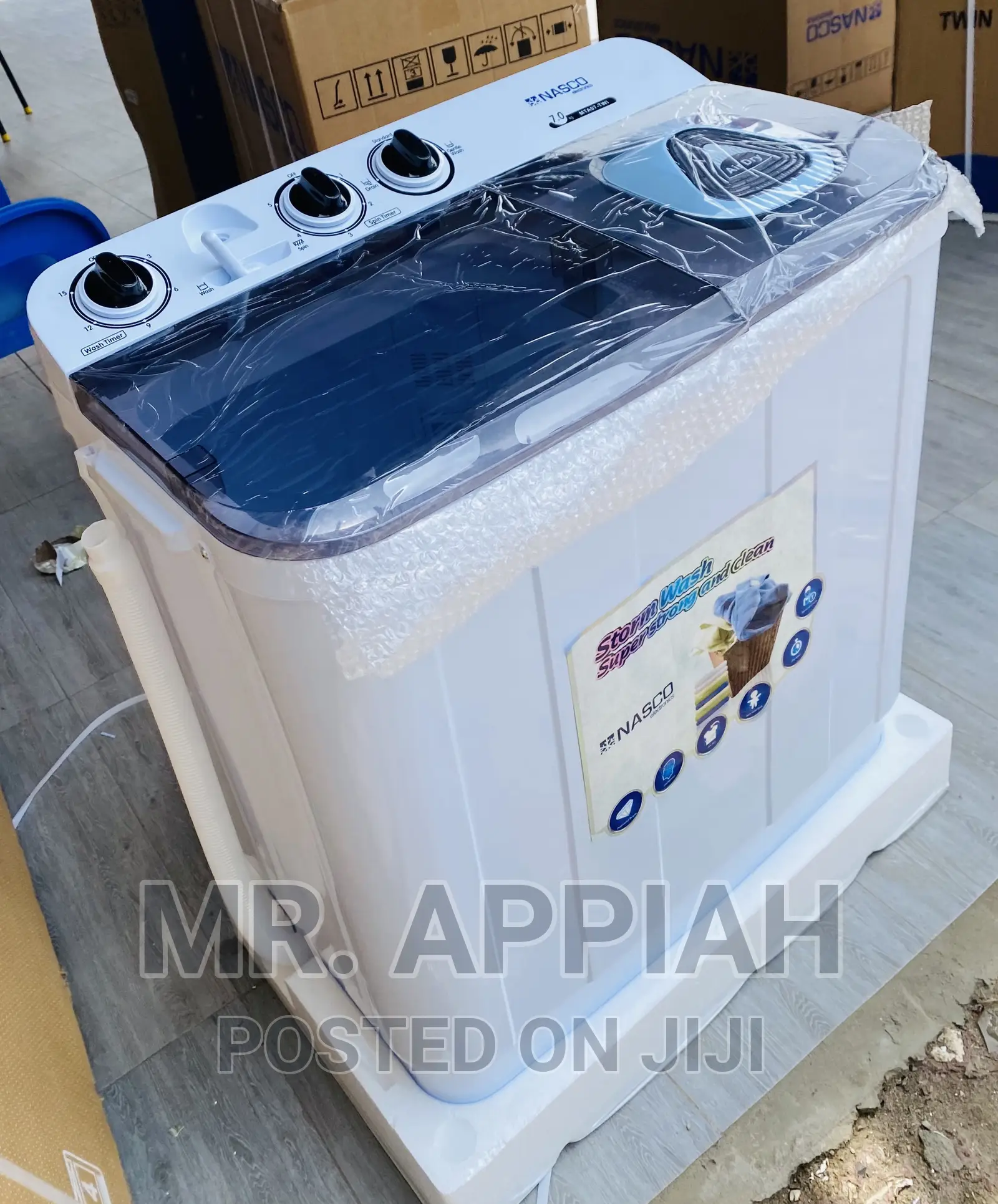 High Nasco 7kg Top Load Washing Machine + Spin Dry(White).