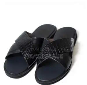 Black Crocodile Slippers