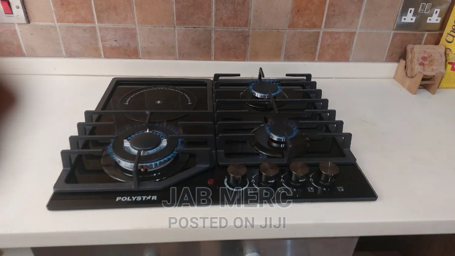 1 Electric + 3 Gas 4 Burners Cooker Hob 60 X 60 Cm Glass