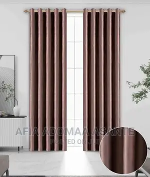 2 Pieces Black Out Plain Colour Quality Window Curtain