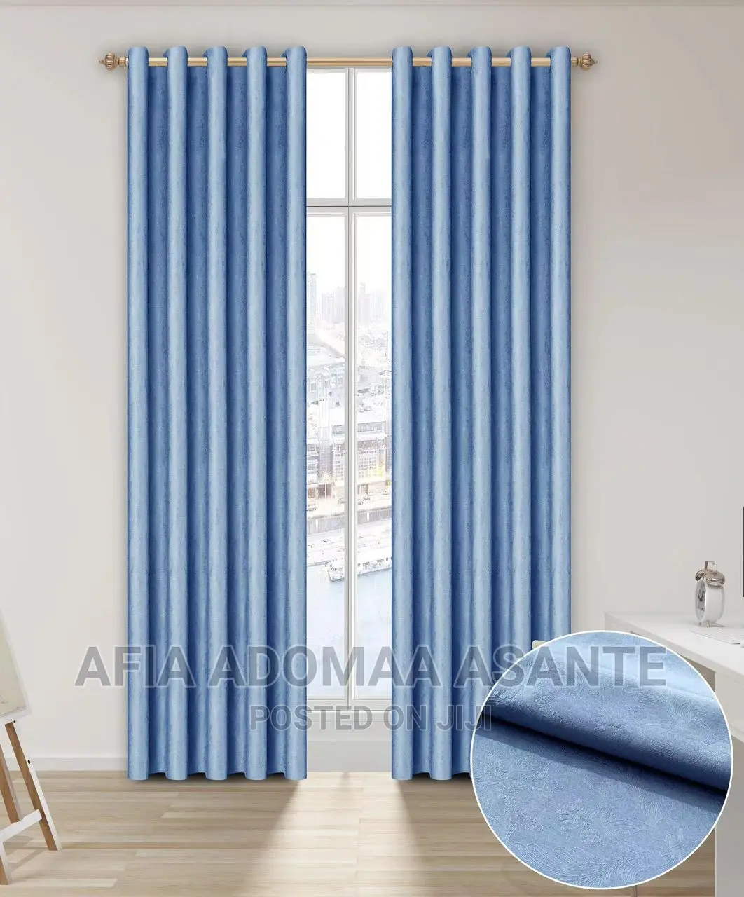 2 Pieces Black Out Plain Colour Quality Window Curtain