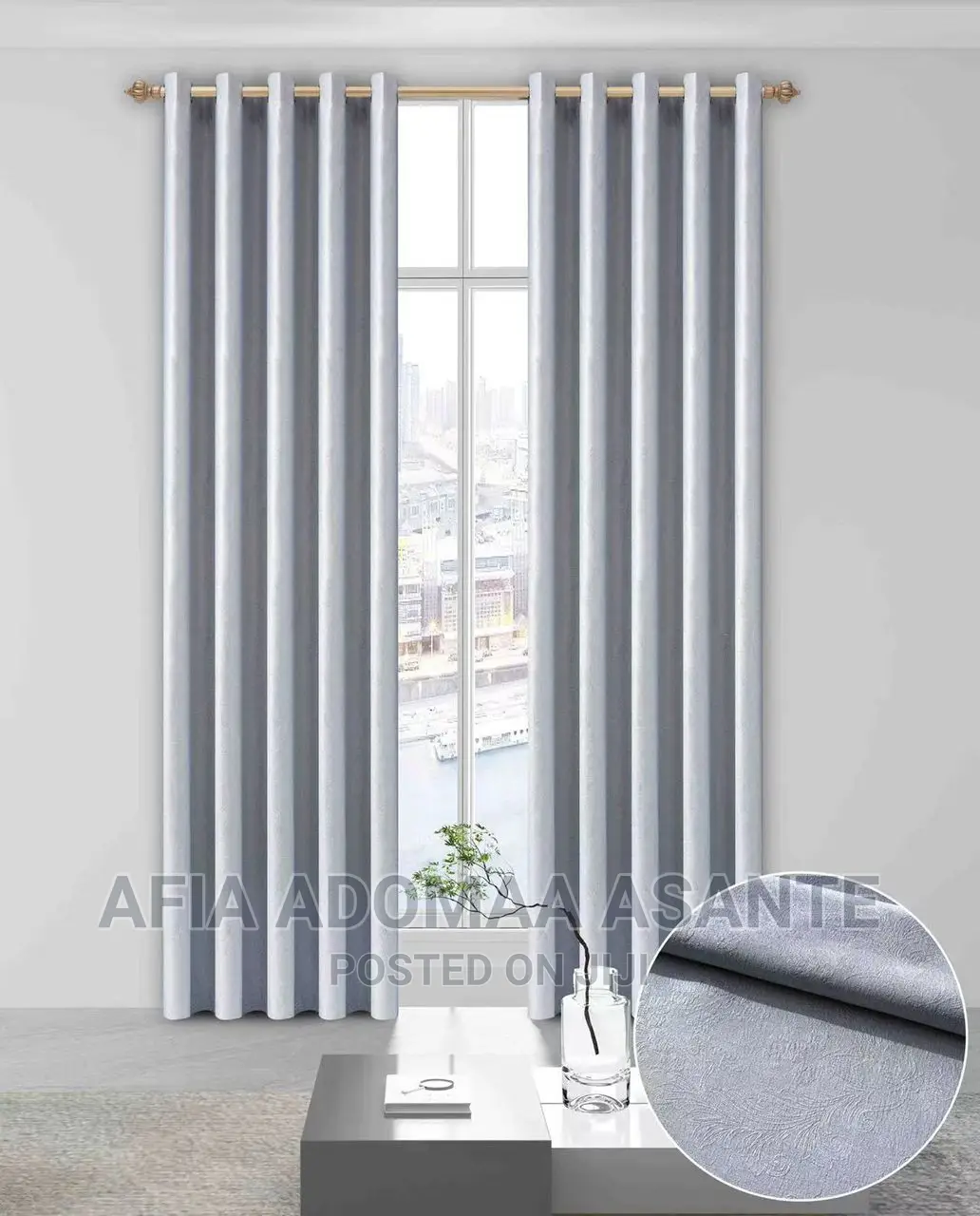 2 Pieces Black Out Plain Colour Quality Window Curtain