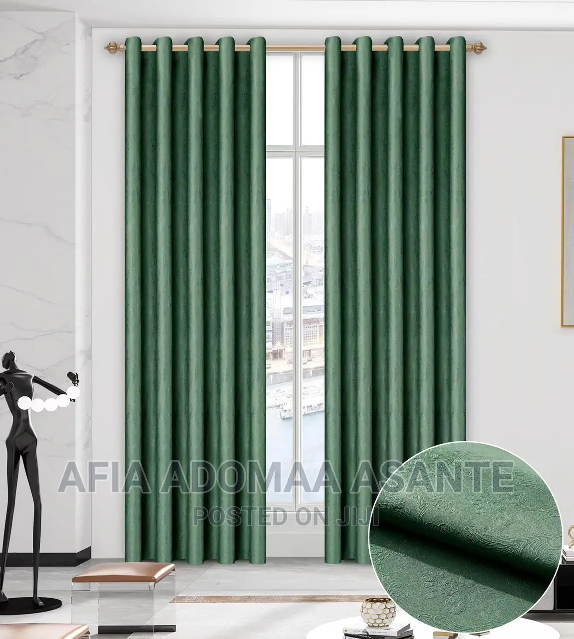 2 Pieces Black Out Plain Colour Quality Window Curtain