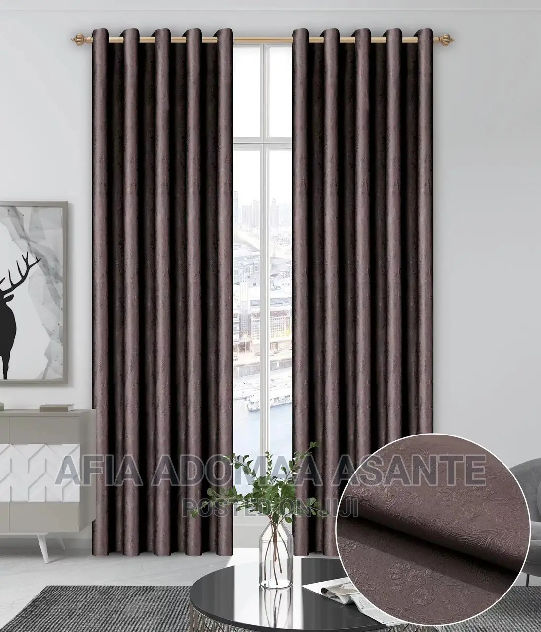 2 Pieces Black Out Plain Colour Quality Window Curtain