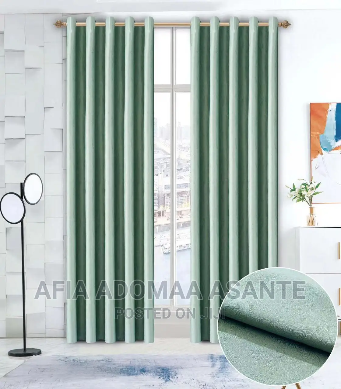 2 Pieces Black Out Plain Colour Quality Window Curtain
