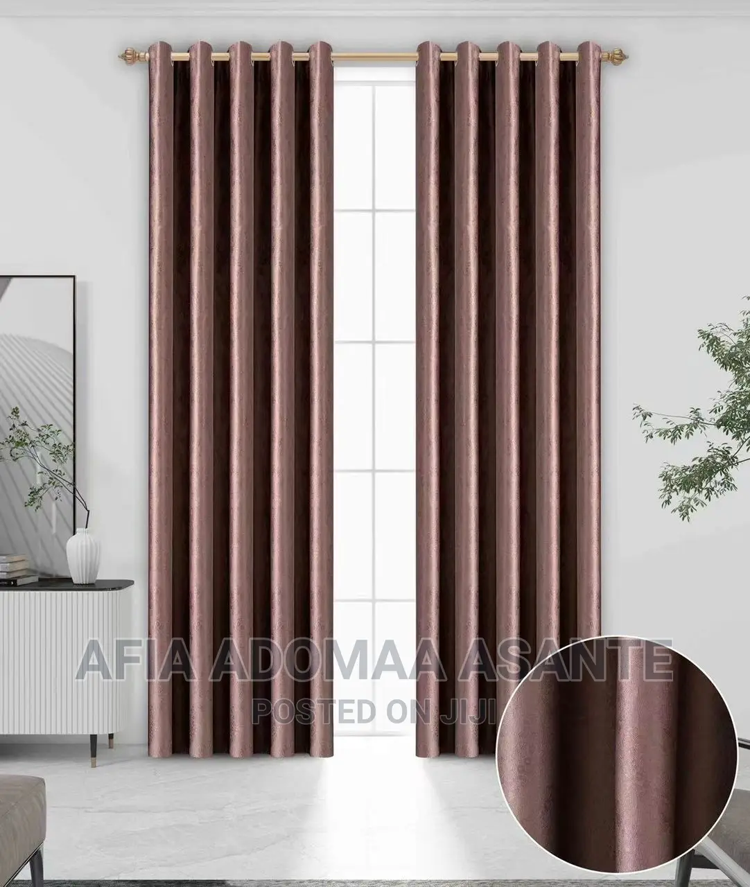 2 Pieces Plain Colour Curtains