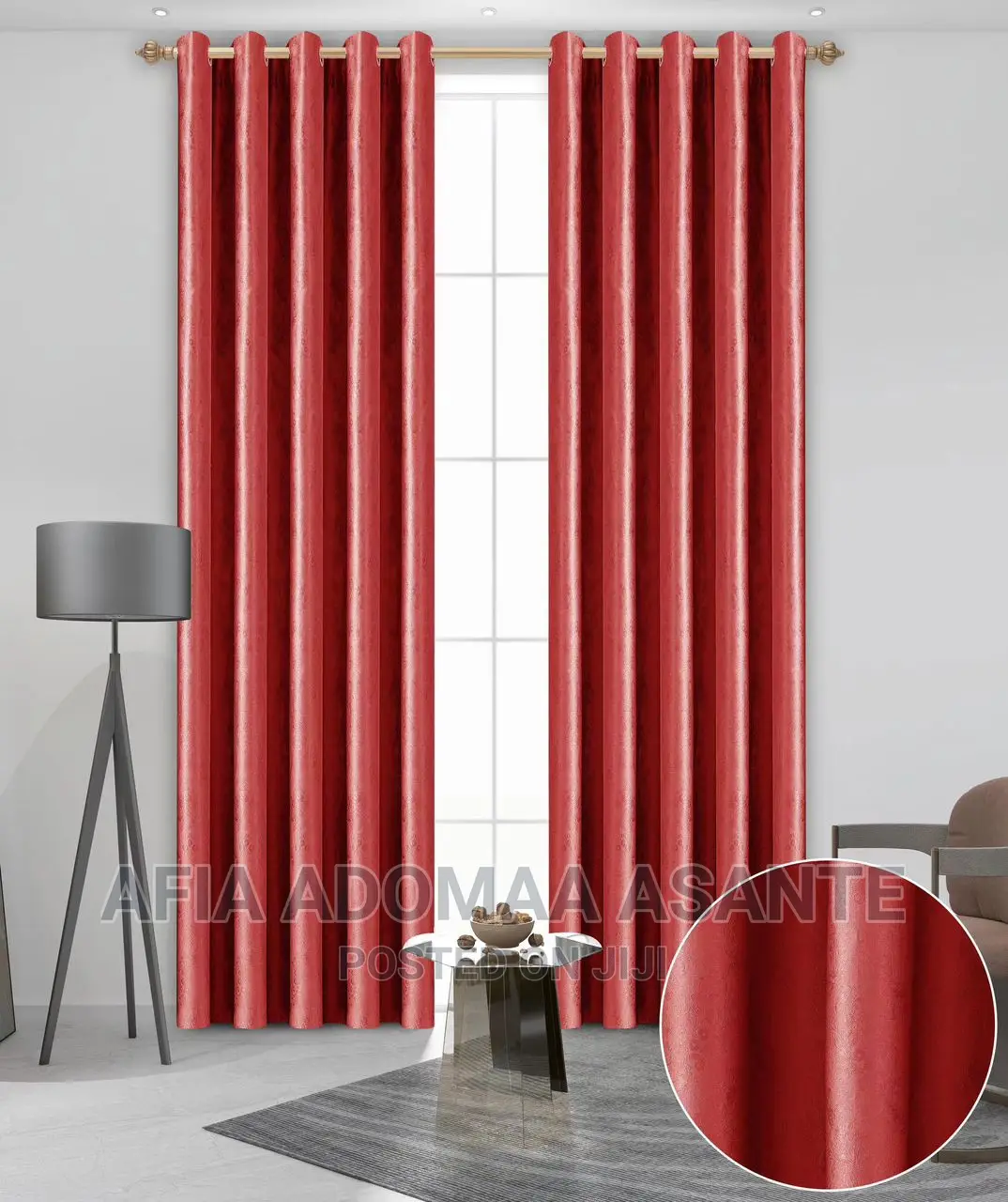 2 Pieces Plain Colour Curtains