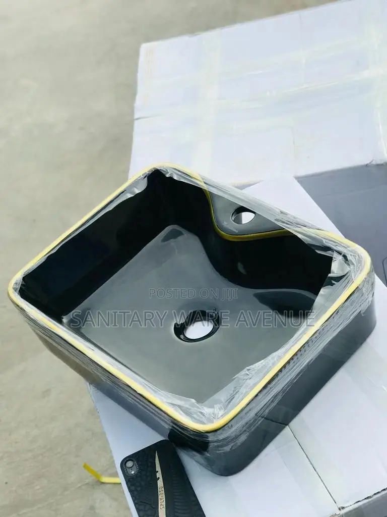 Countertop Basin - Black and Gold Pedicure Bowl - Bath Sink