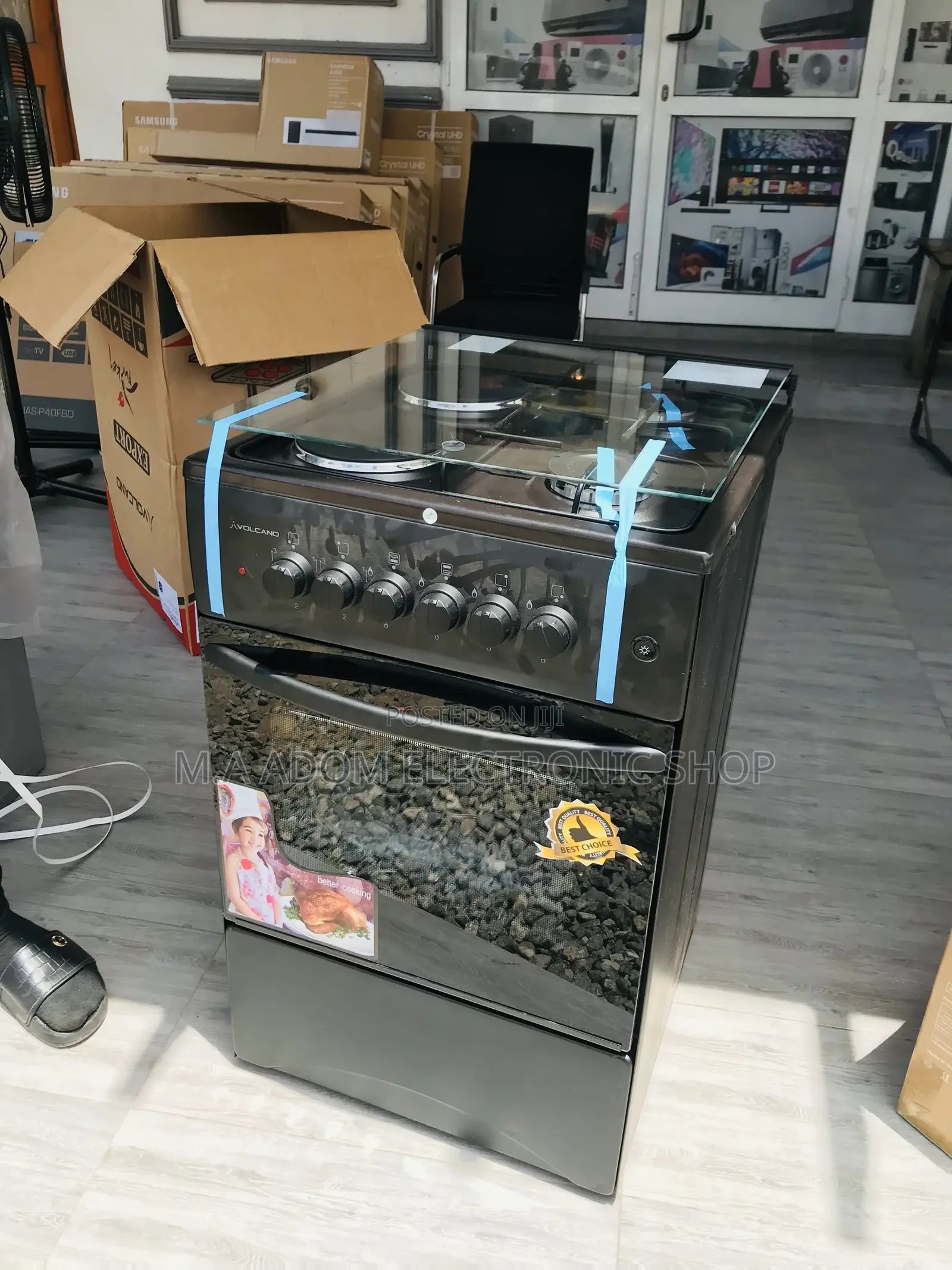 Durable and Affordable Volcano 2gas Burner + 2electric,Black