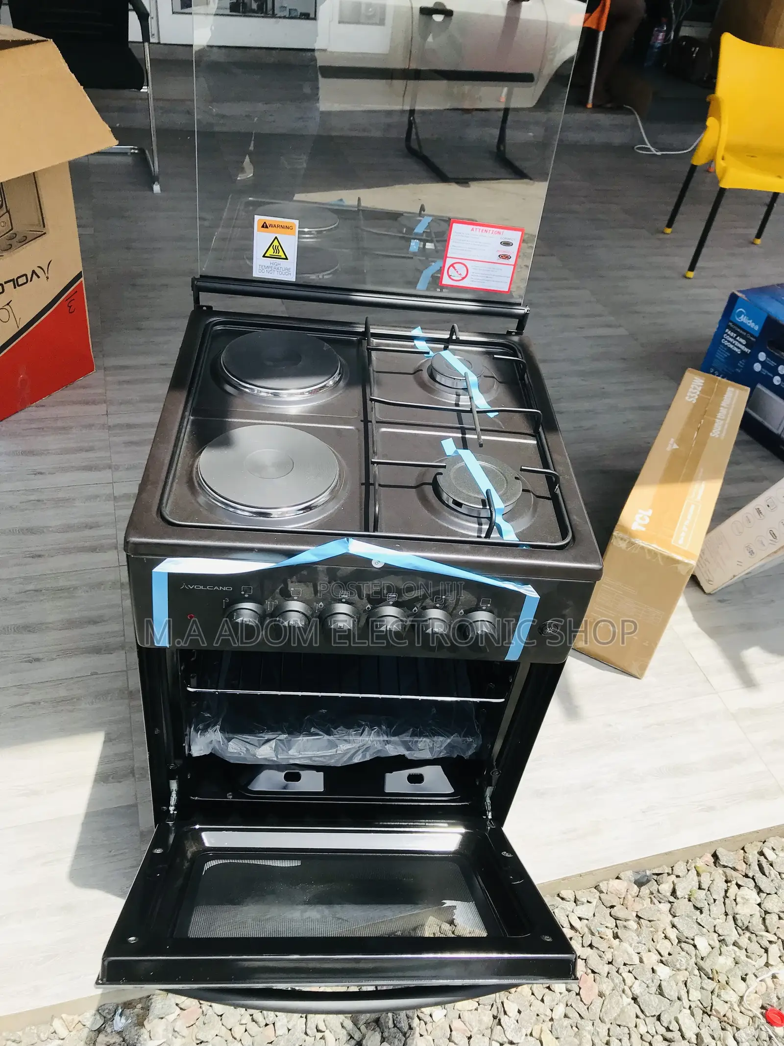 Fresh in Box Volcano 2 Electric Cooker + 2 Gas Burner,Black.