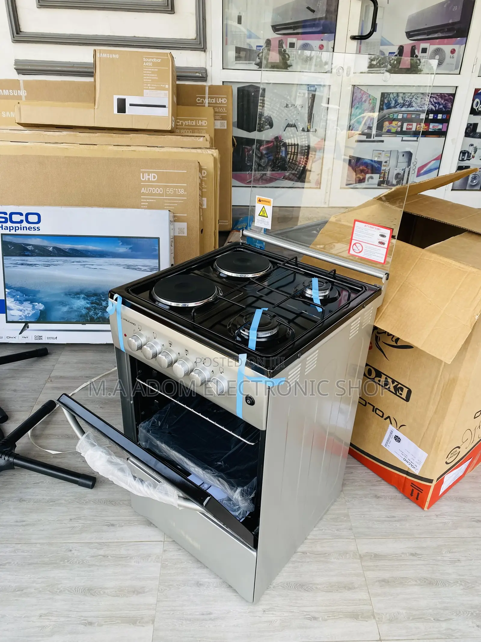 Affordable Volcano 2 Gas Burner + 2 Electric Burner(Black)