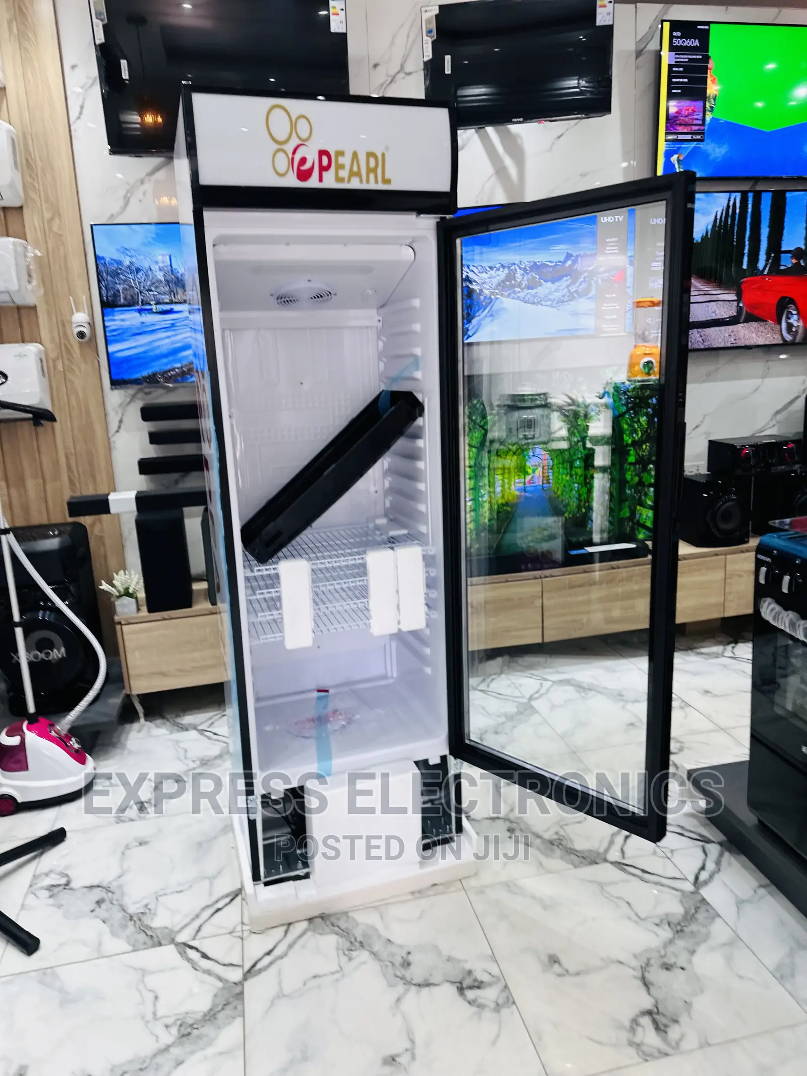 See Through Vertical Display Fridge Pearl PVC 424-2b