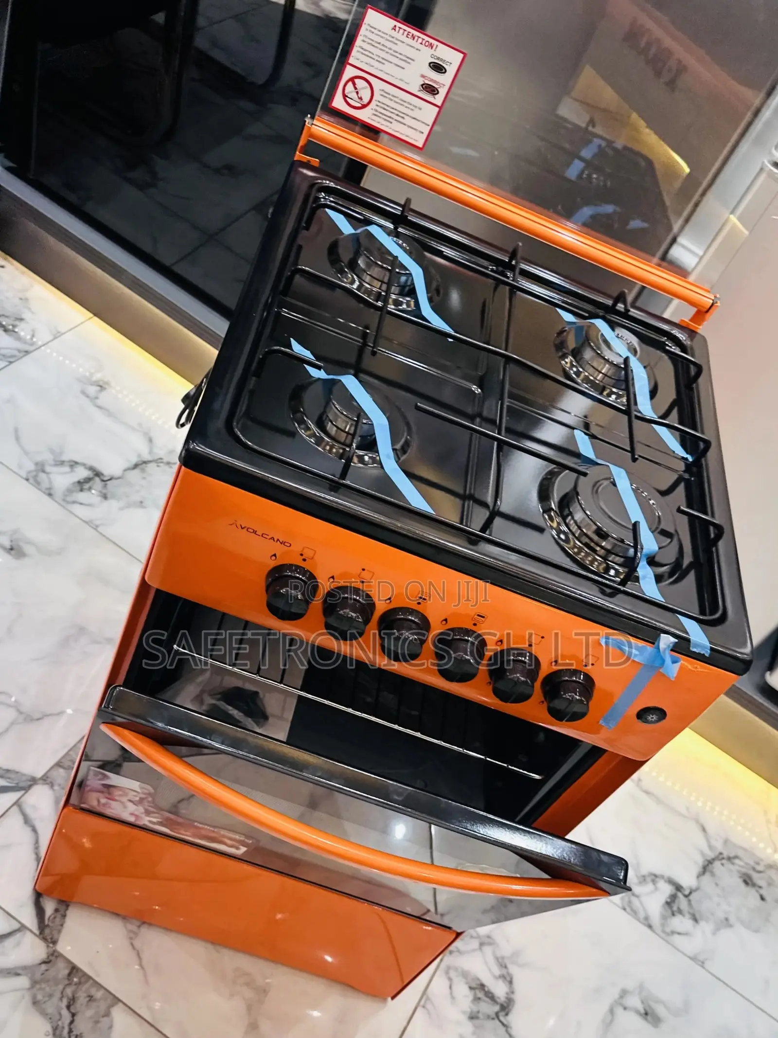Orange 4 Gas Volcano Oven With Grill 50x50  Burner