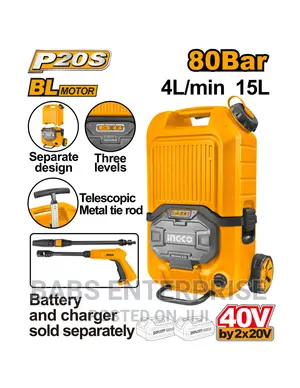 Ingco Cpwli4006 Cordless High-Pressure Cleaner 40v 80bar Wit Bat +Char