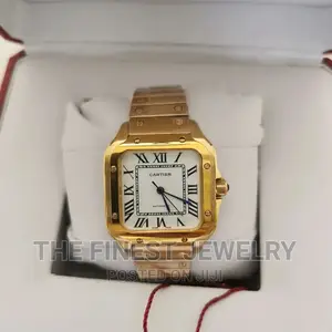 Cartier Santos Mens Gold Watch