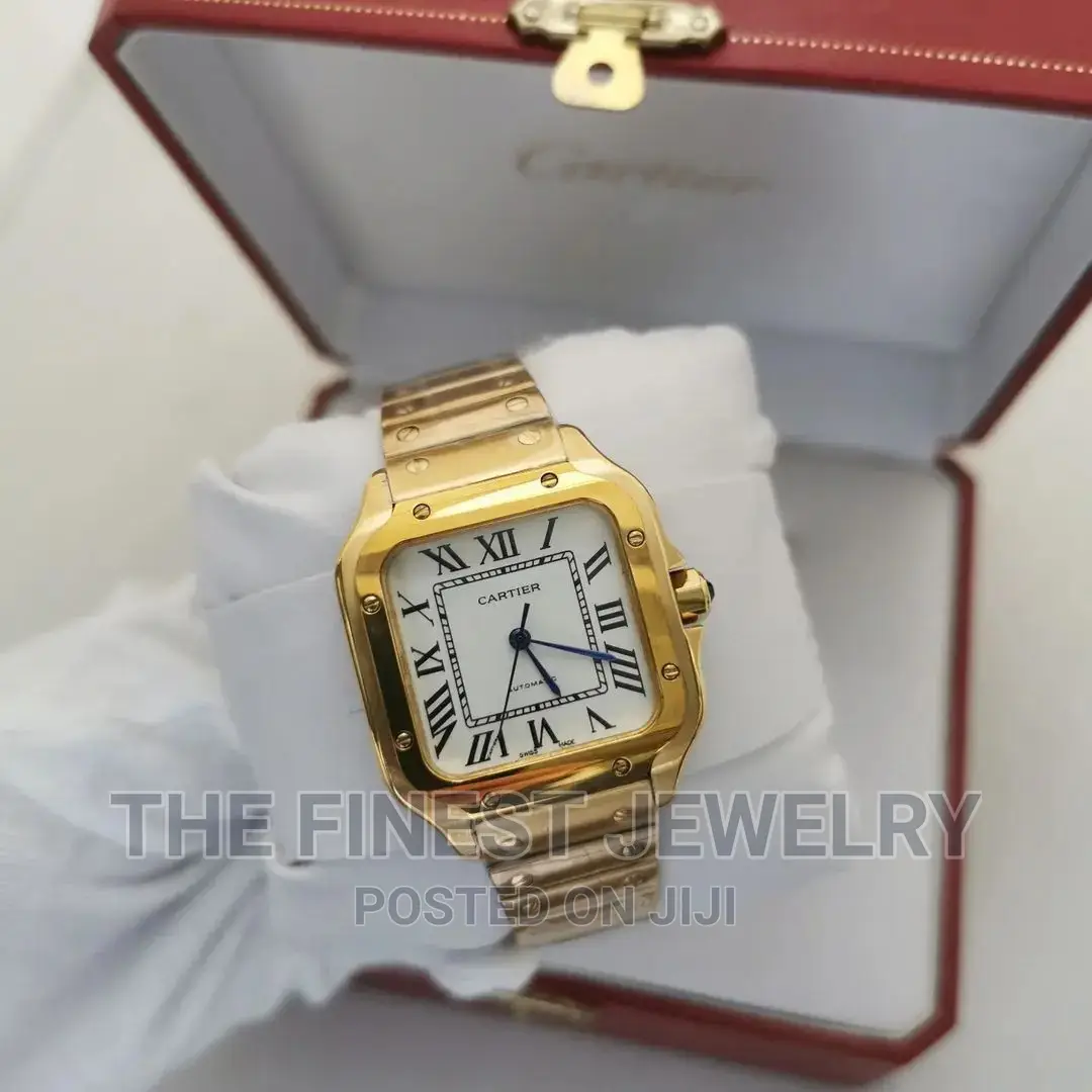Cartier Santos Mens Gold Watch