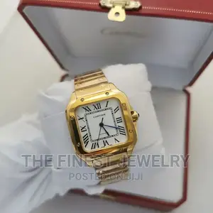 Cartier Santos Mens Gold Watch