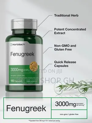 Horbäach Fenugreek Capsules 3000 Mg | 150 Count