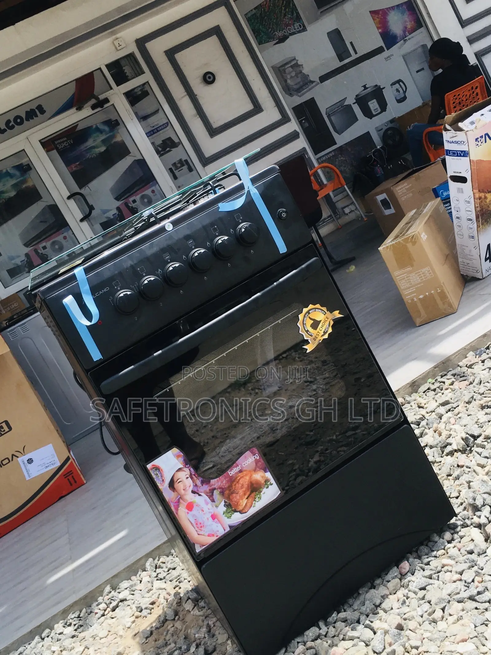 Black 50x50 Oven With Grill 2 Gas Cooker 2 Electric Burner